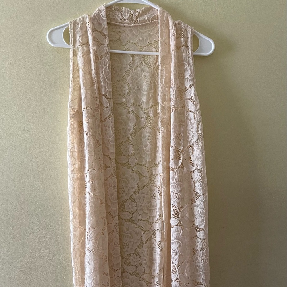 Sleeveless netted coverup/cardigan